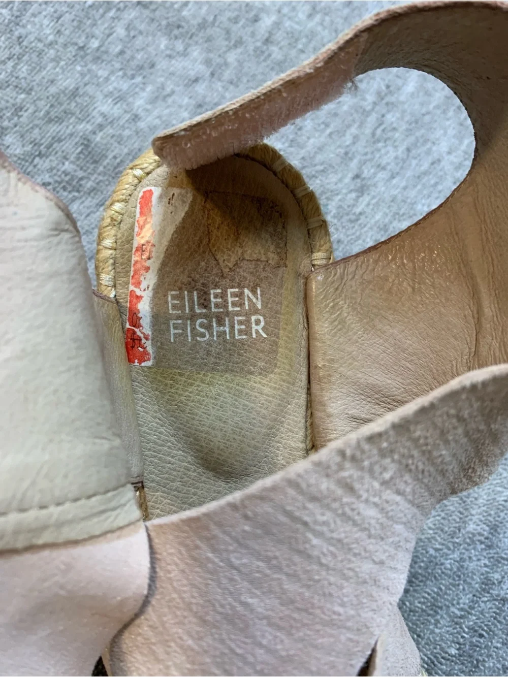 Eileen Fisher Willow 3 Espadrille Tumbled Leather Wedge Sandals